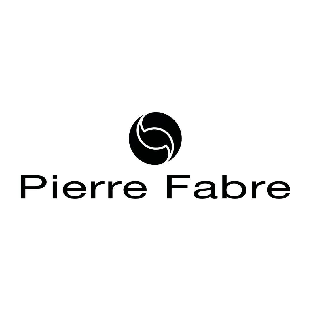 Pierre Fabre logo consisting of a circular abstract symbol above the name 'Pierre Fabre' in a modern sans-serif font.