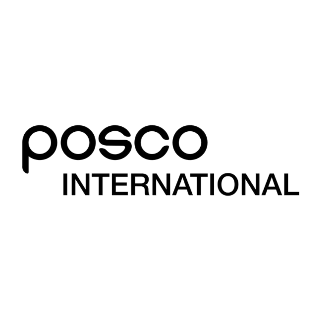 Black text logo with the word 'posco' in lowercase above the word 'INTERNATIONAL' in uppercase on a transparent background.