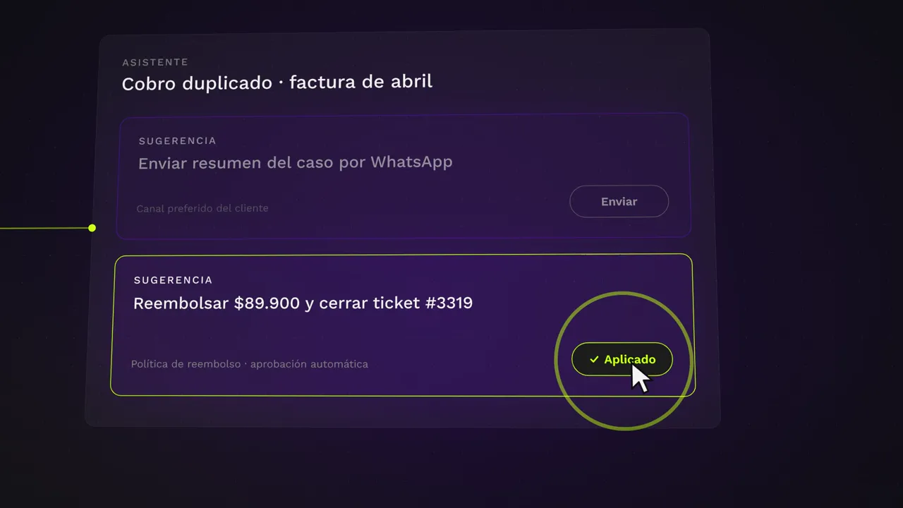 Pantalla de la app Assist de Vozy Nexus