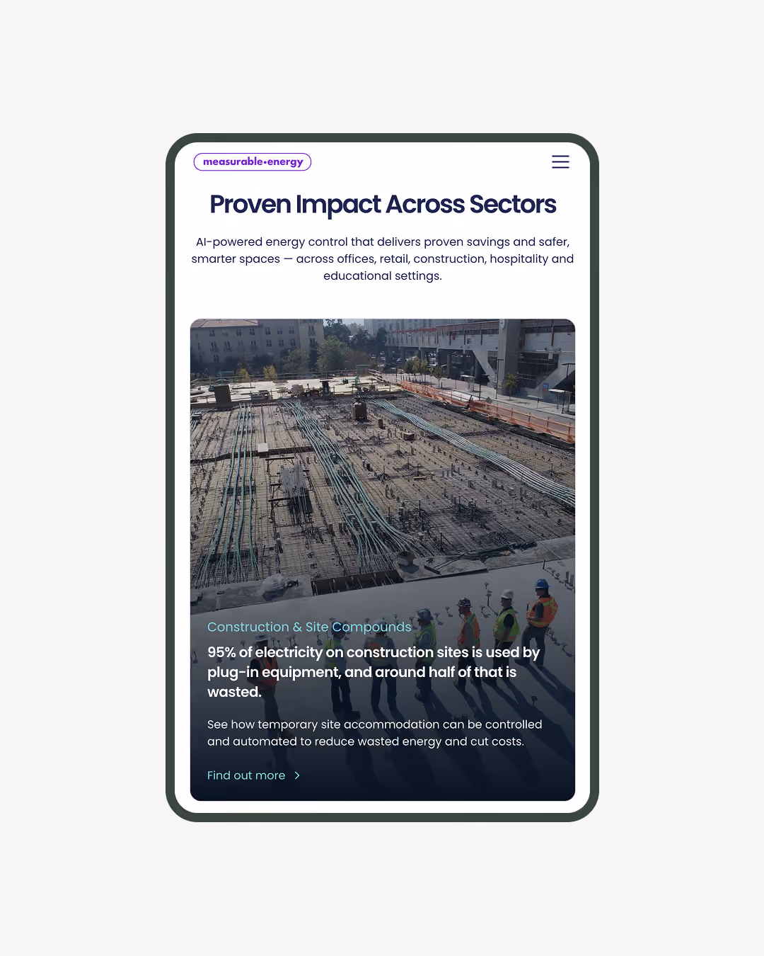 measurable.energy mobile website design