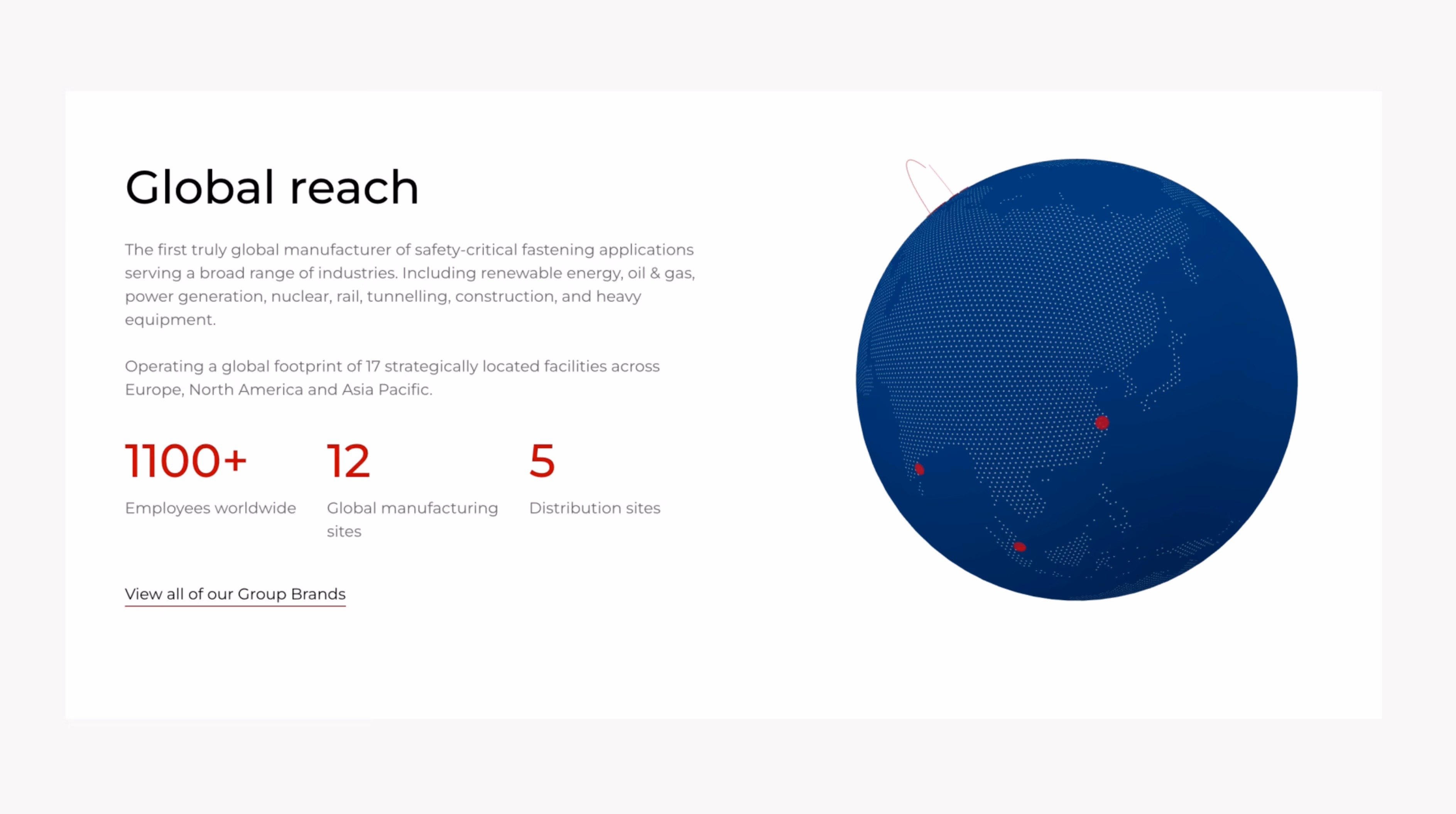 Cooper Turner Beck website showing its global reach, locations and group brands