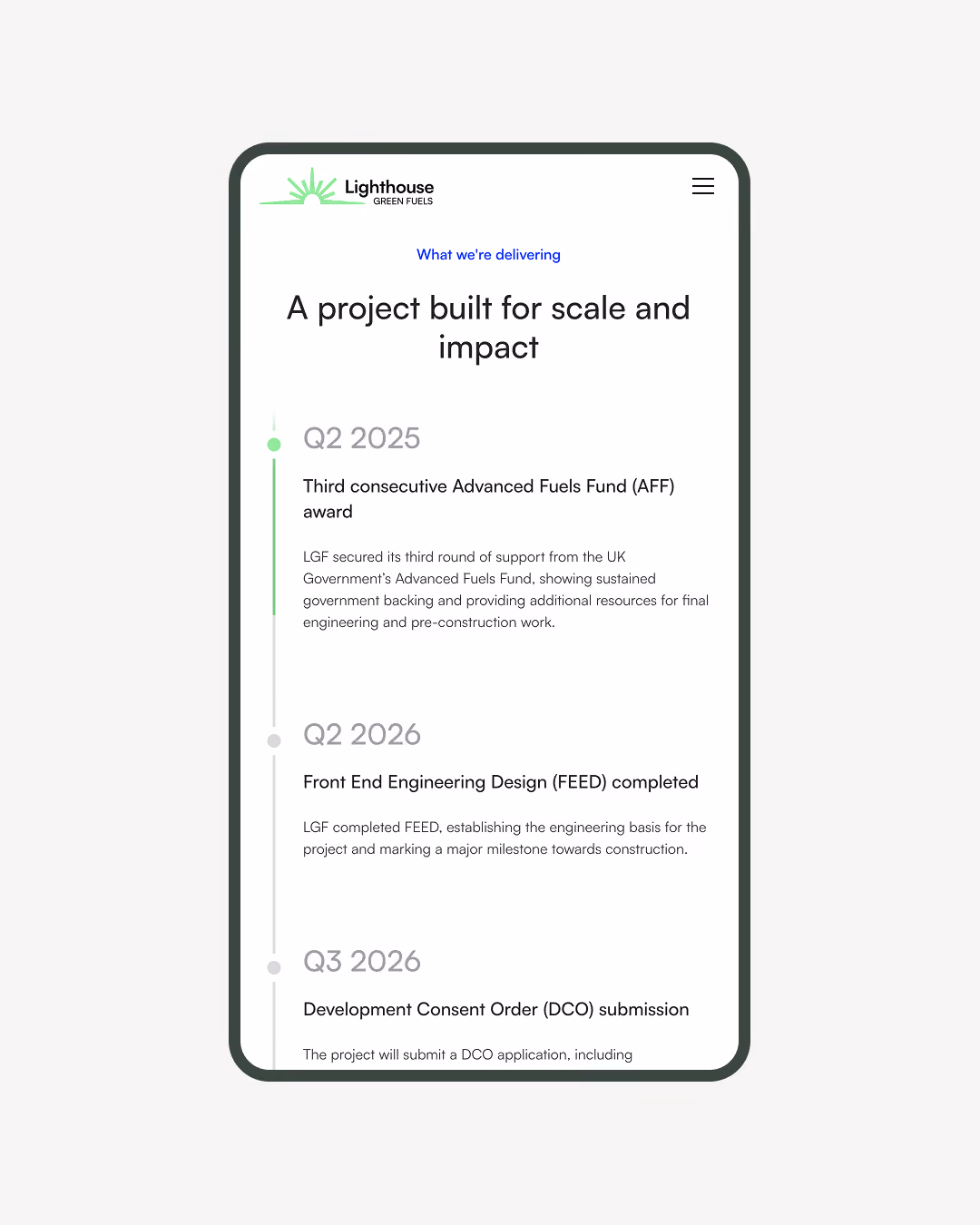 Lighthouse Green Fuels mobile website design