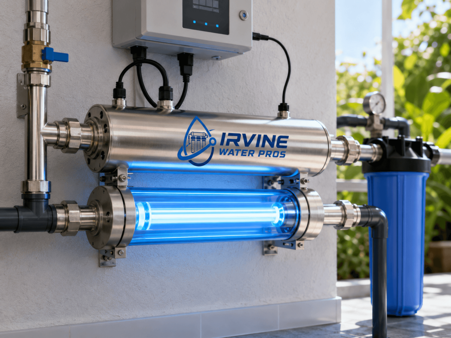 Irvine Water Pros - Irvine, California UV water purification system installed to disinfect household water without chemicals.