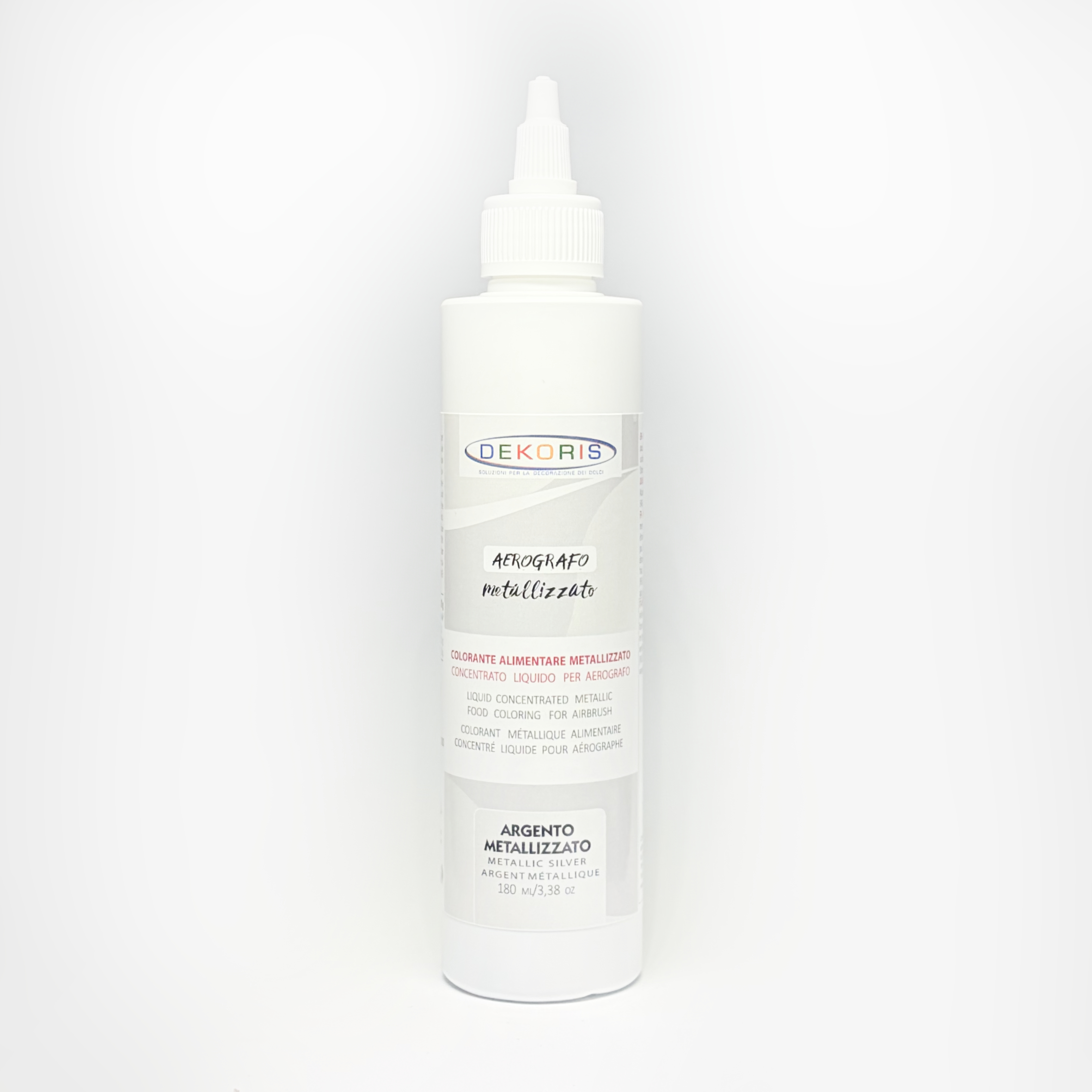 Colorante Liquido Coprente Base Alcol per Aerografo Argento – Flacone da 180 ml
