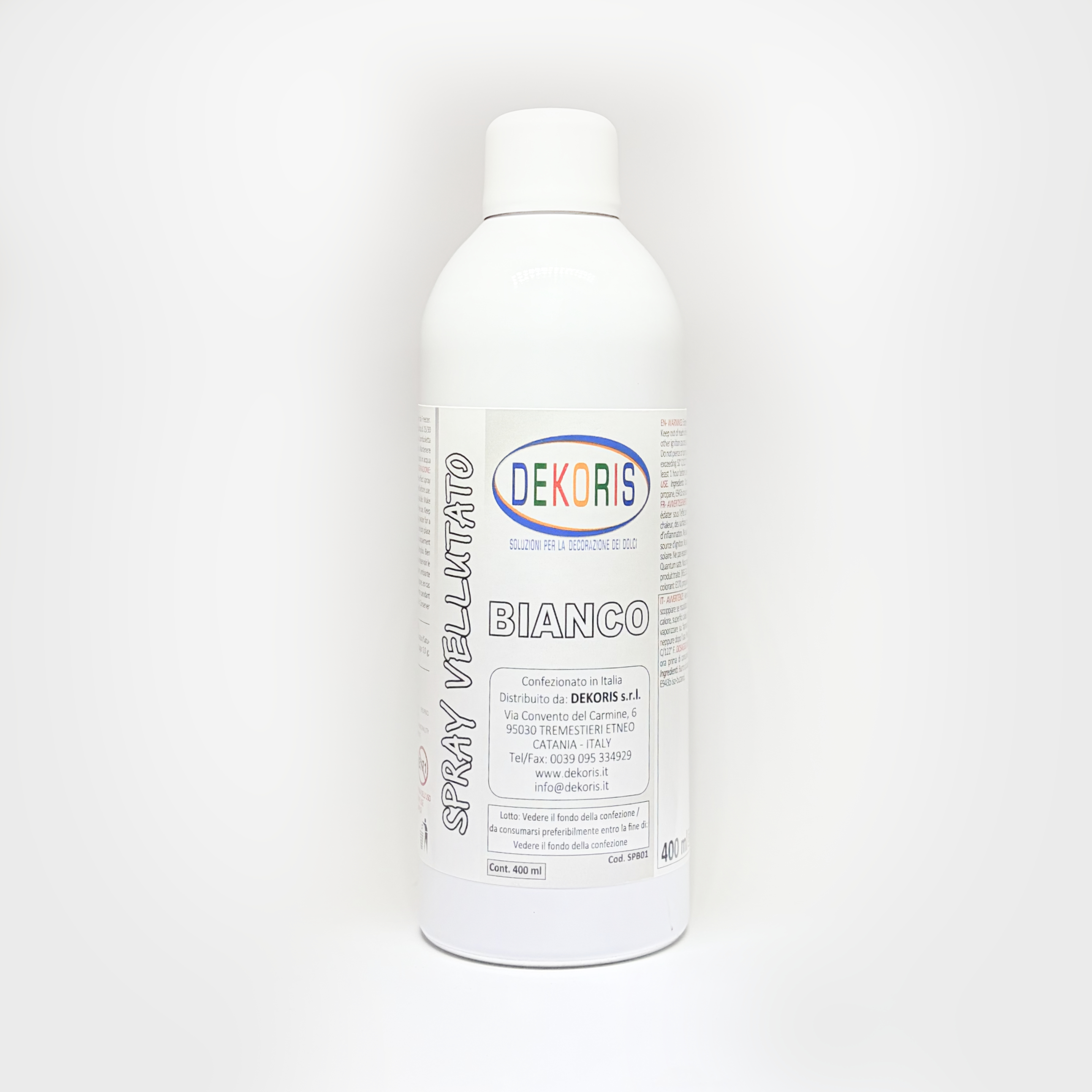 Colorante Spray Vellutato Bianco a Base di Burro di Cacao – Bomboletta da 400 ml
