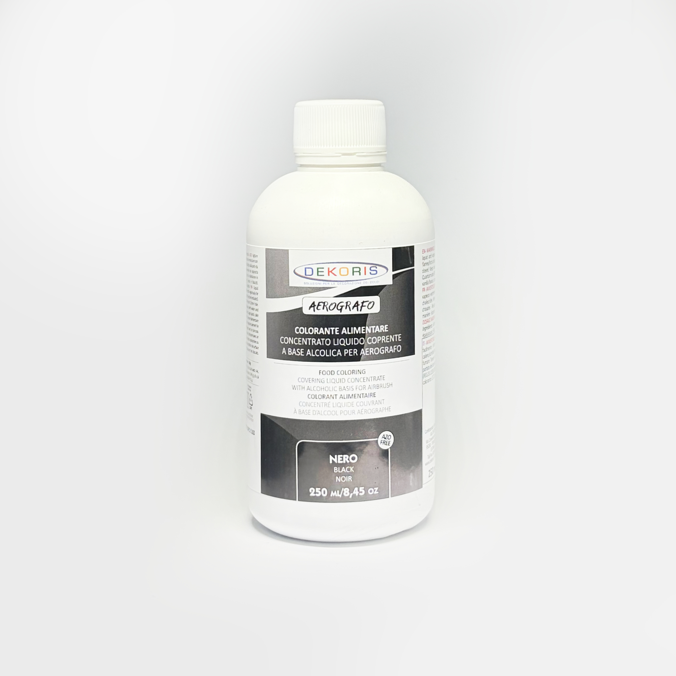 Colorante Liquido Coprente Base Alcol per Aerografo Nero – Flacone da 250 ml