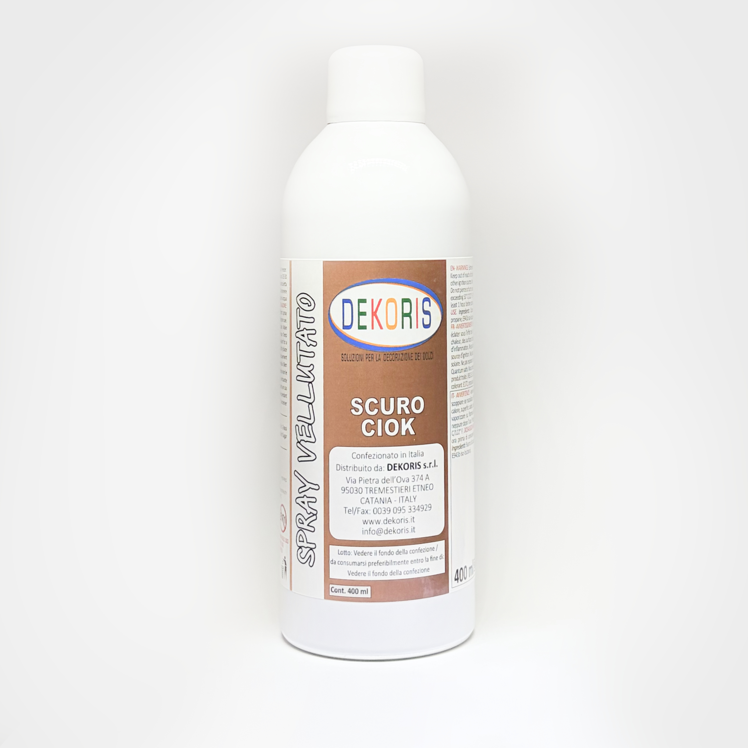 Colorante Spray Vellutato Scuro Ciok a Base di Burro di Cacao – Bomboletta da 400 ml