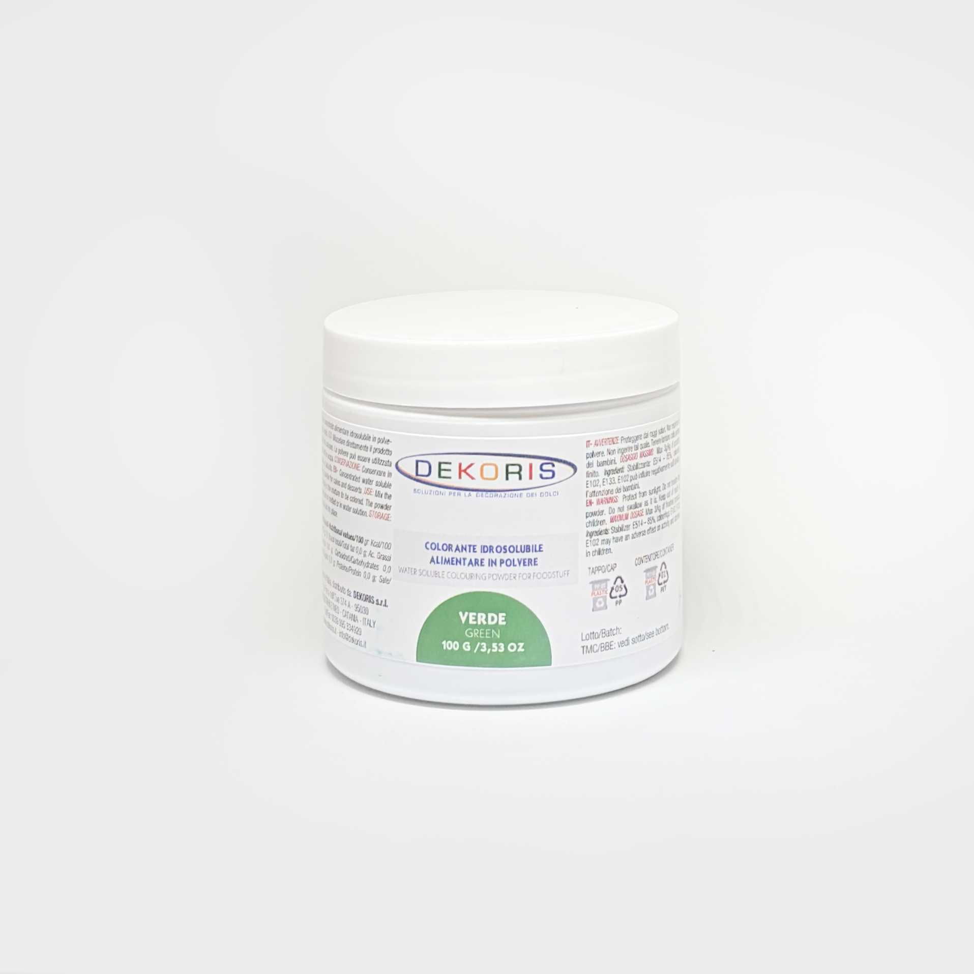 Colorante Alimentare in Polvere Idrosolubile Verde – Barattolo da 100 g