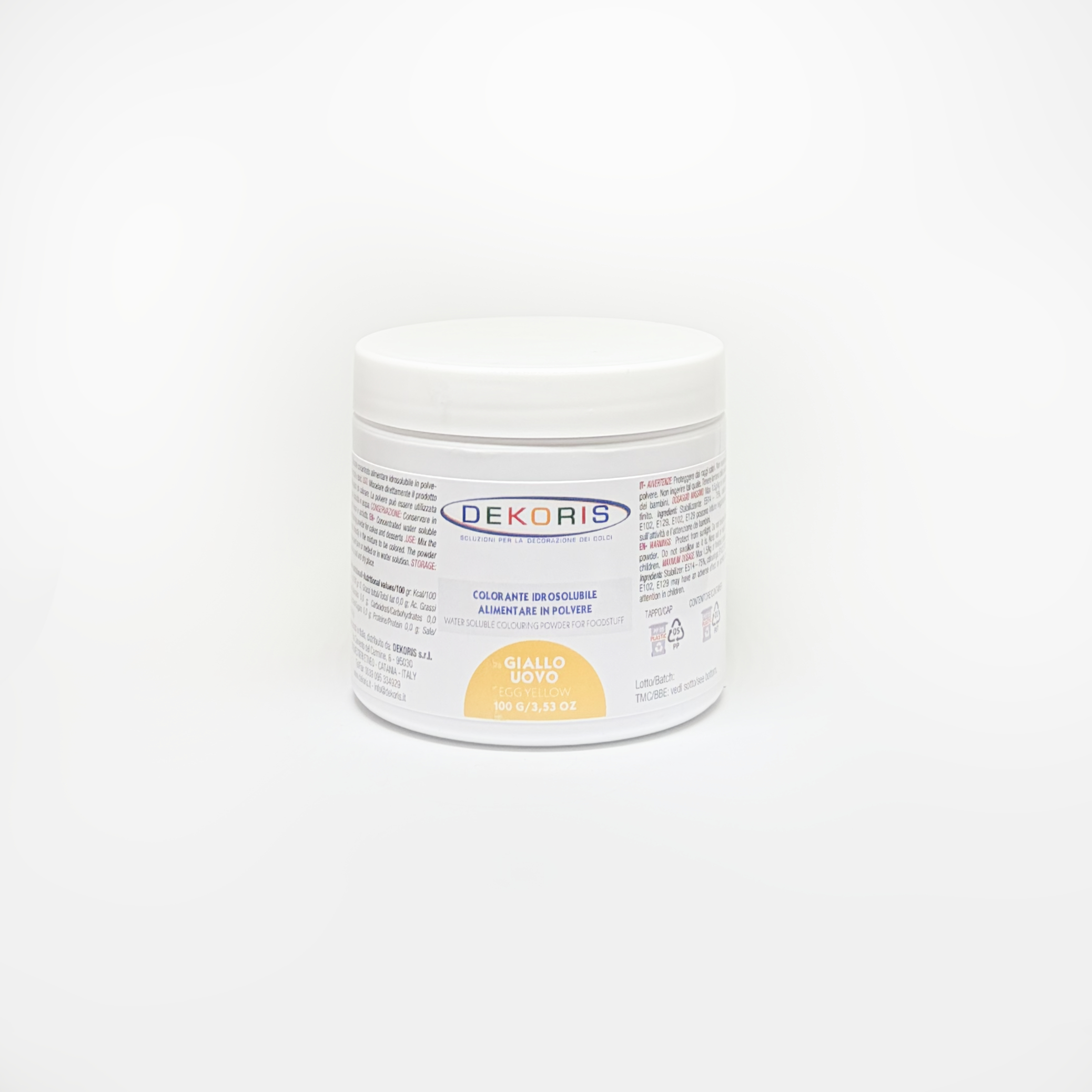 Colorante Alimentare in Polvere Idrosolubile Giallo Uovo – Barattolo da 100 g