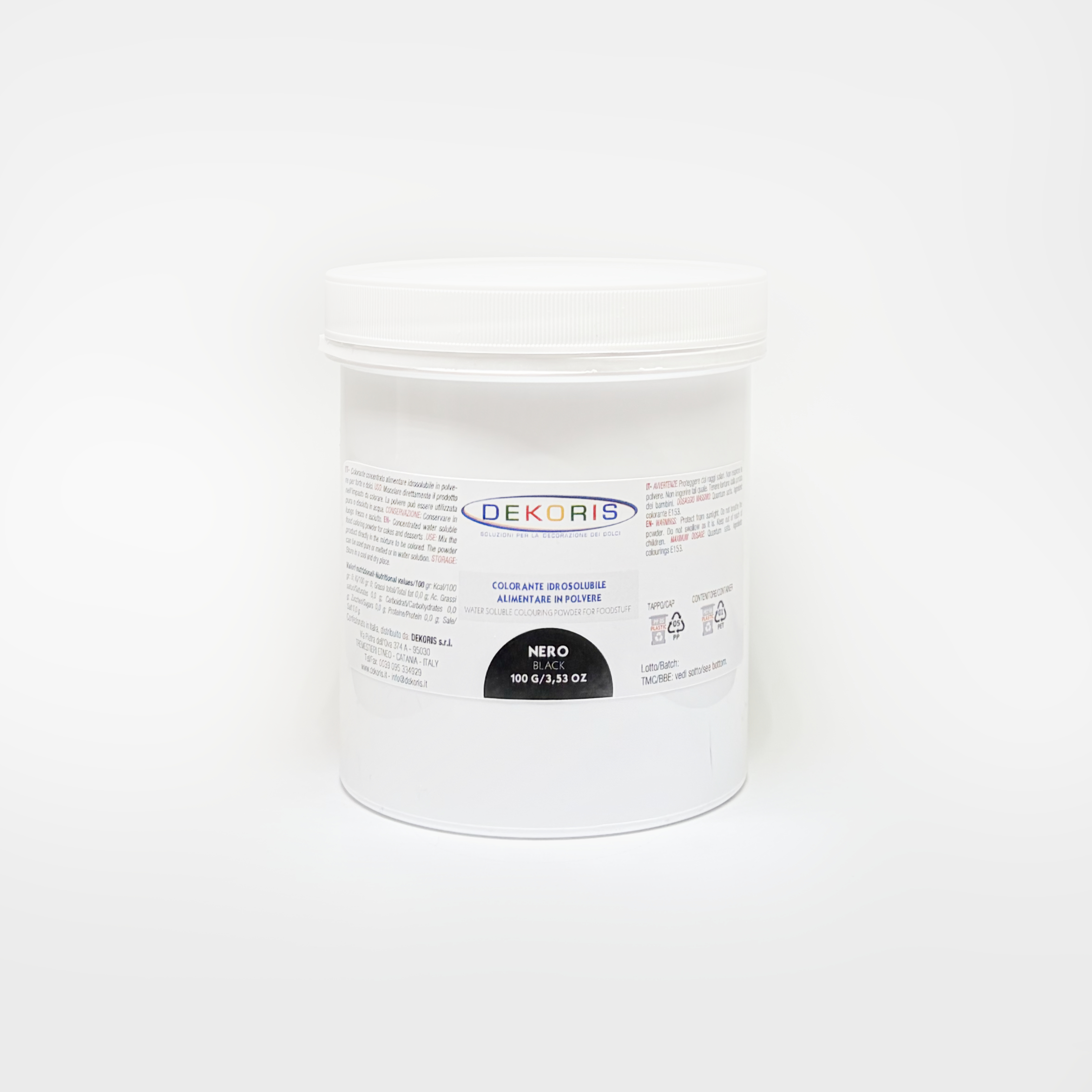 Colorante Alimentare in Polvere Idrosolubile Nero – Barattolo da 100 g