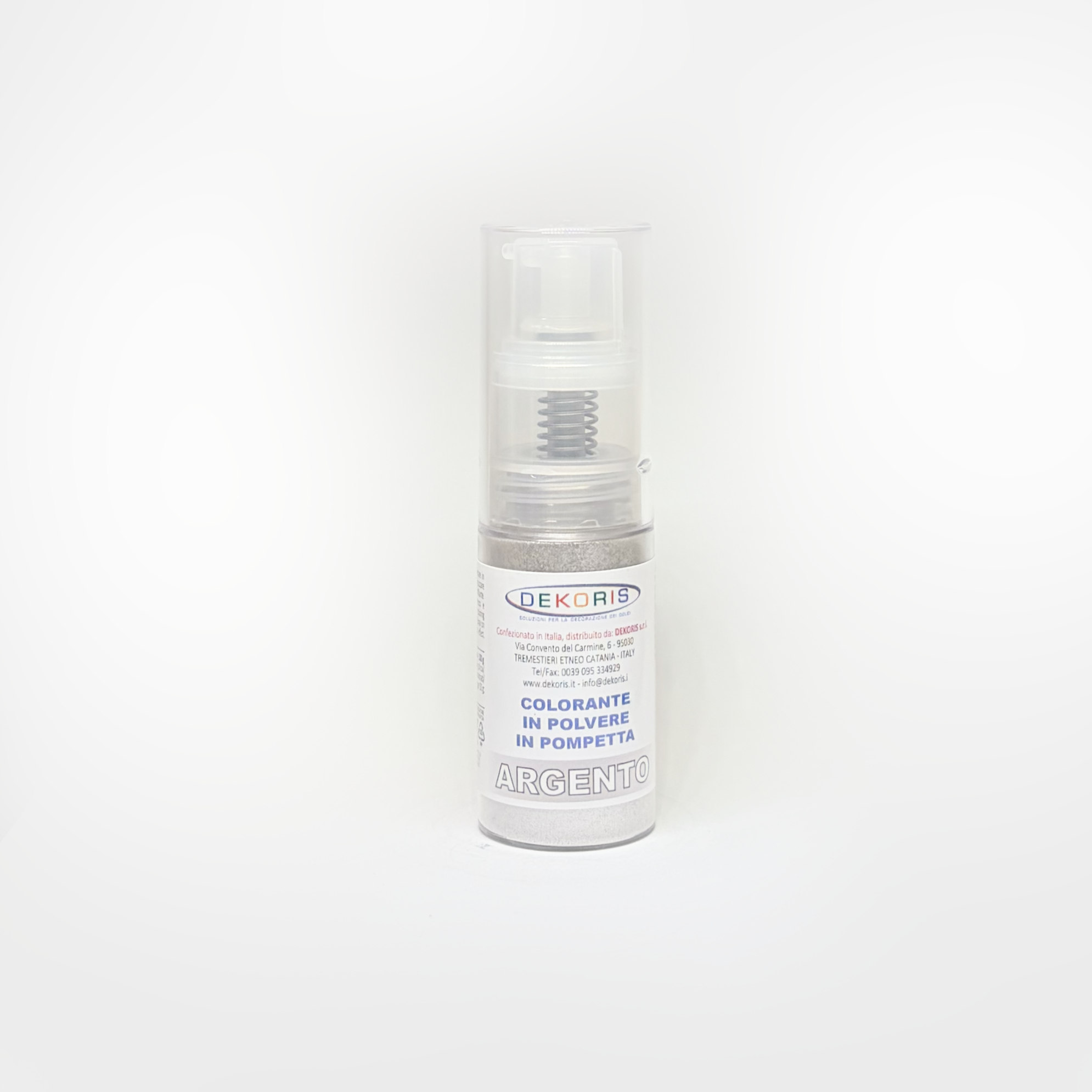 Colorante Alimentare in Polvere Argento in Pompetta Spray (Senza Gas) – 10 g