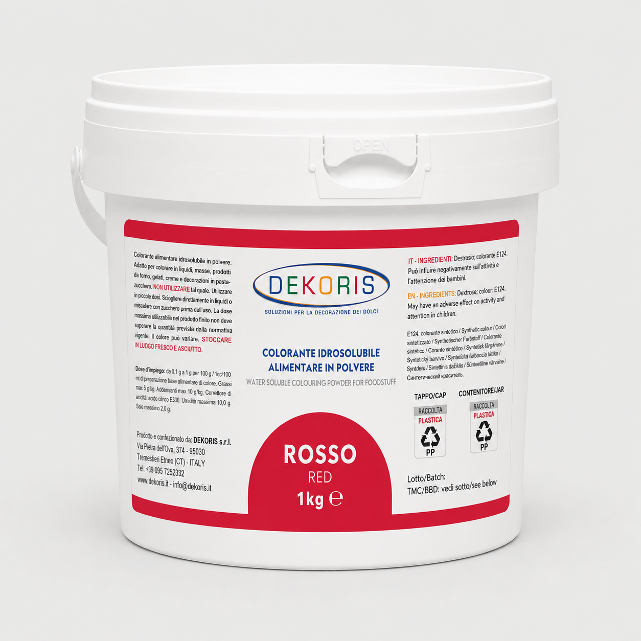 Colorante Alimentare in Polvere Idrosolubile Rosso – Secchiello da 1 kg