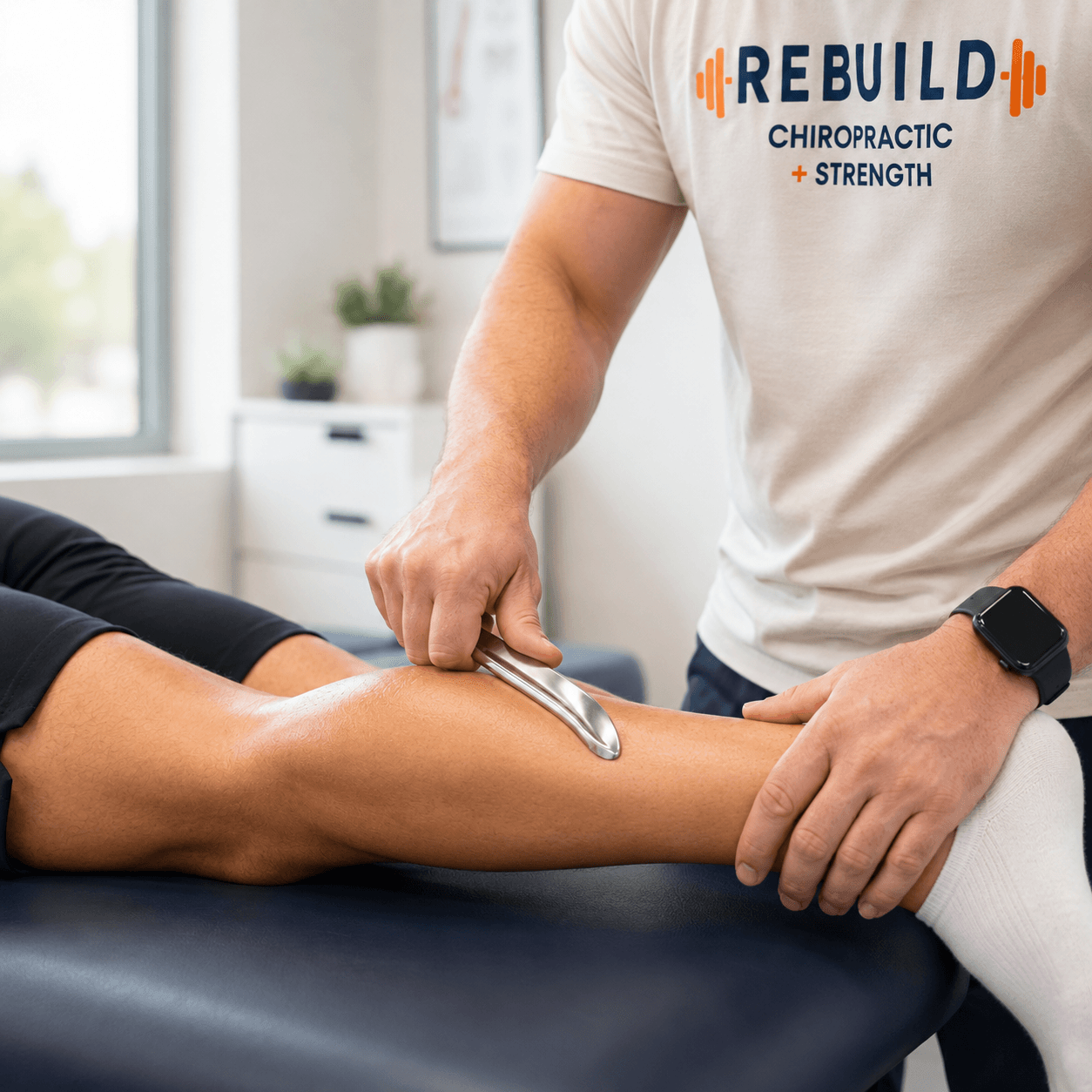 Some restrictions do not release under hands alone. A smooth steel instrument lets us find and work exactly the tissue that is limiting you.