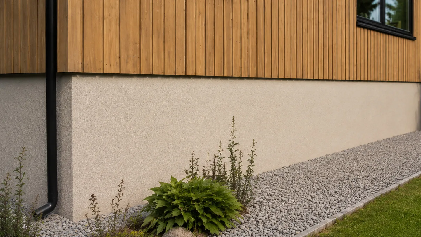 eCork over fundament på huset