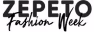 ZEPETO logo with stylized black text and the tagline 'Fashion week' in cursive below.