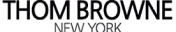 Black and white image with text 'THOM BROWNE.' in bold uppercase letters.