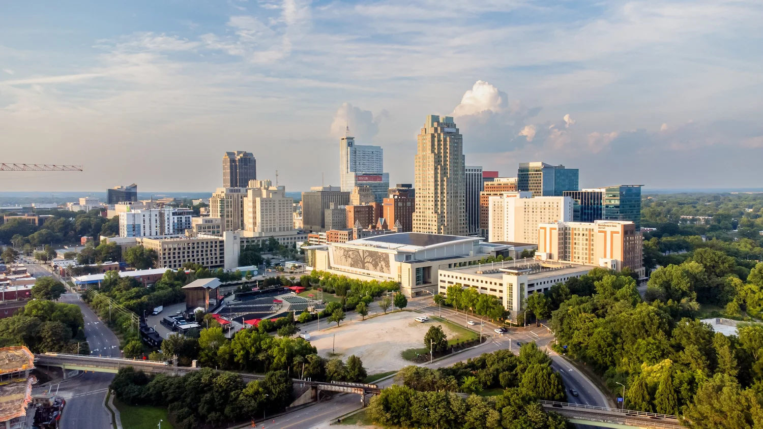 Downtown Raleigh, NC skyline on a sunny day