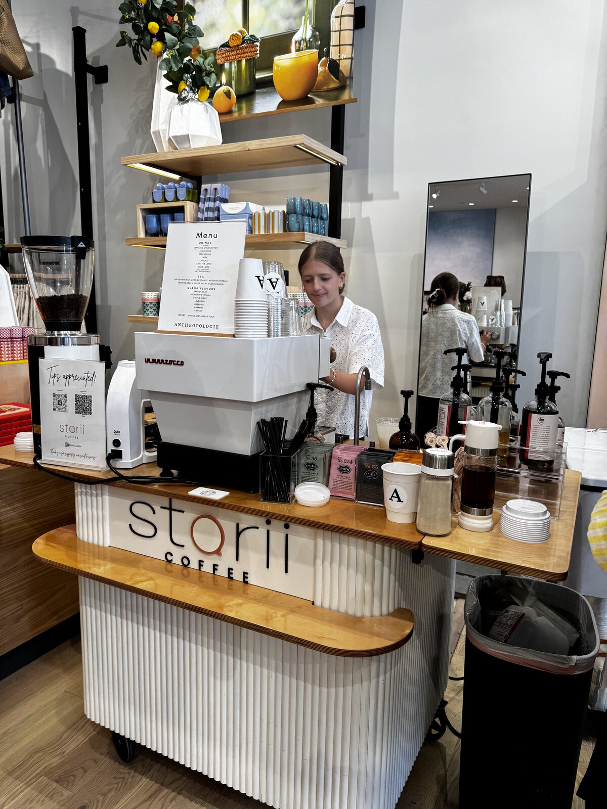 Storii Coffee cart in residency at Anthropologie