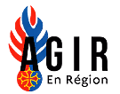 Logo ALEF en Région with stylized letter A and red and blue flame graphics.