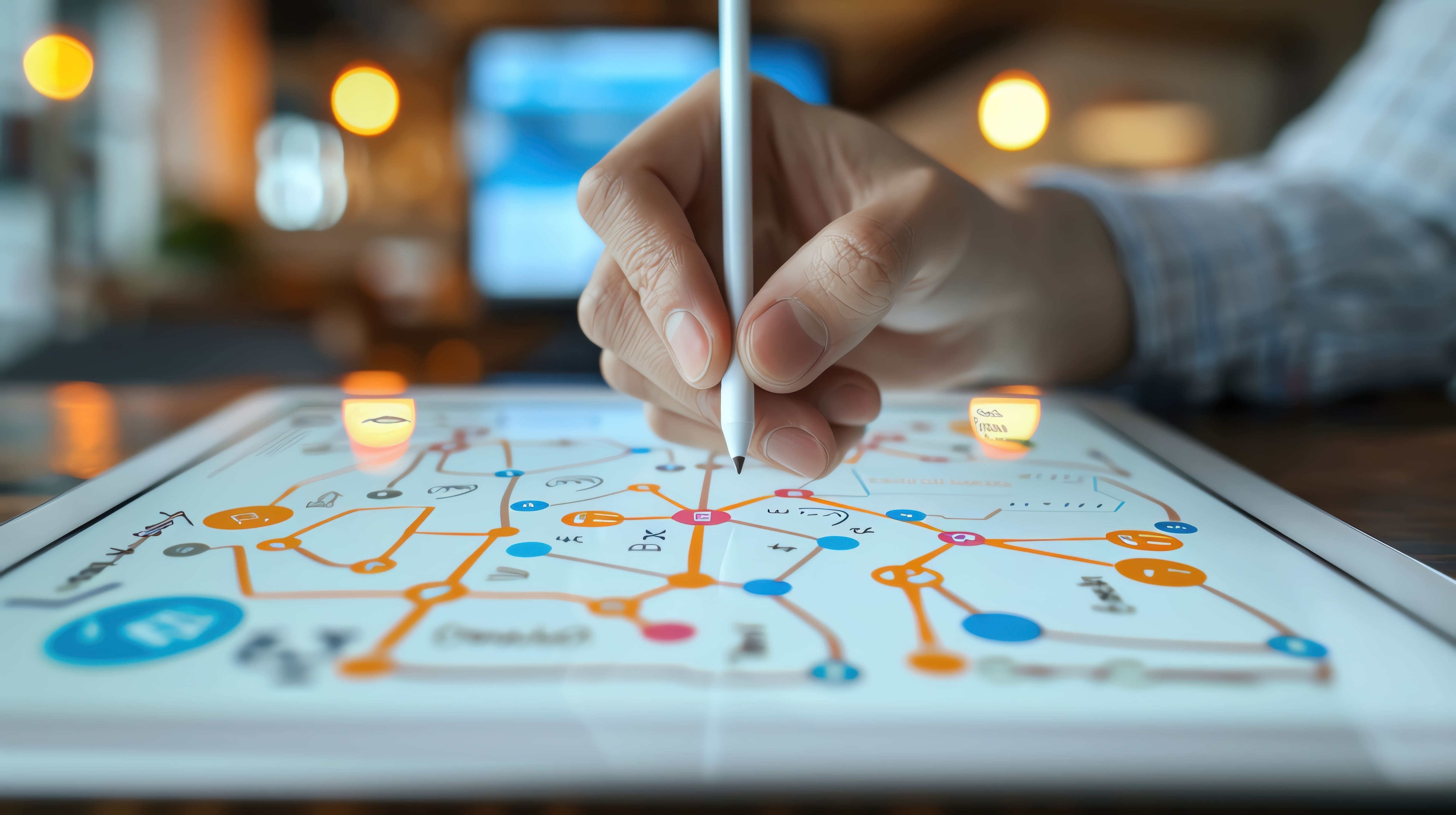 Customer journey mapping and digital marketing performance analysis concept