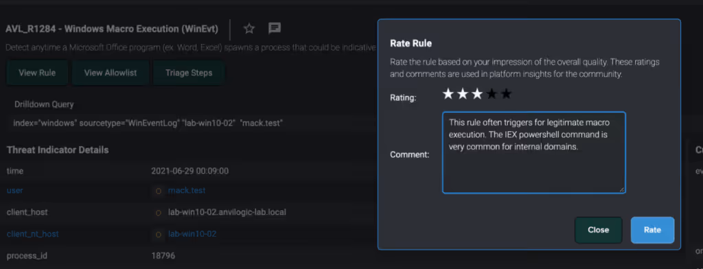 Easy communication to determine quality and tune rules