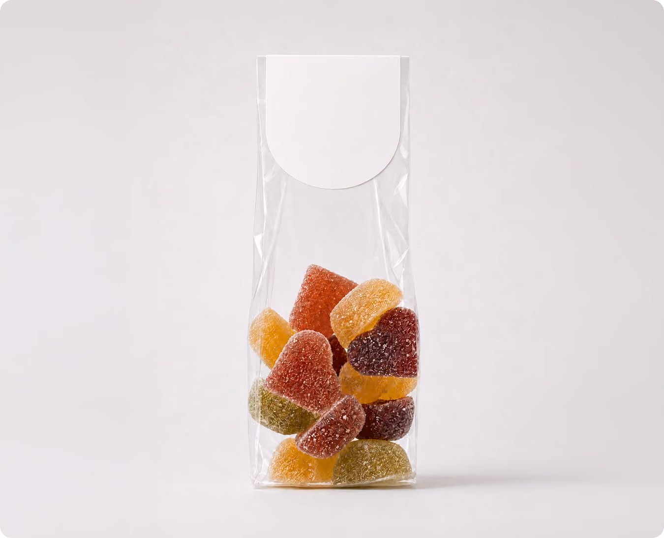 Zakje fruitsnoepjes als geschenkverpakking