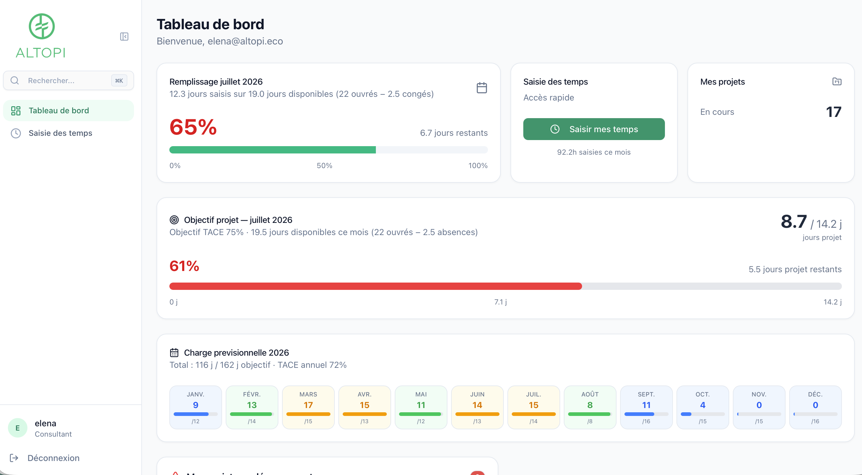 Logiciel de suivi de temps sur-mesure pour cabinet de conseil