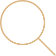 Simple outline of a magnifying glass with a round lens and straight handle.