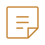 Brown sticky note icon with three horizontal lines and a folded corner on a white background.