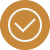 White checkmark inside a circle on an orange background.