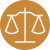 White balance scale icon on an orange circular background.