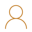 Simple orange outline of a person icon on white background.