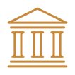 Icon of a classical bank building with columns and a triangular pediment.