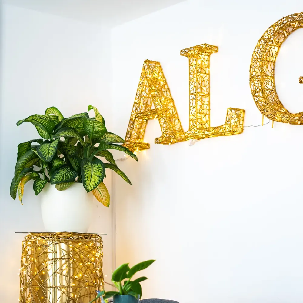 Custom lettering made from Letters of Light