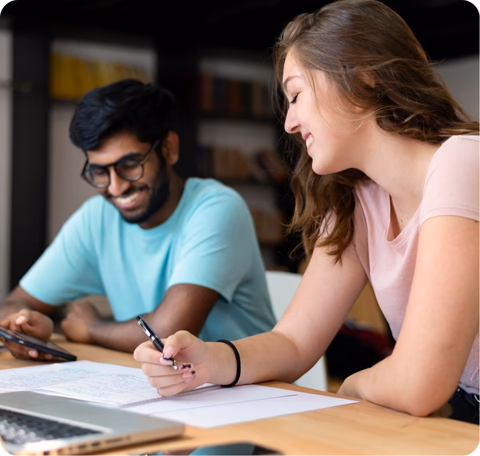 Group of GOVS students engaged in online learning
