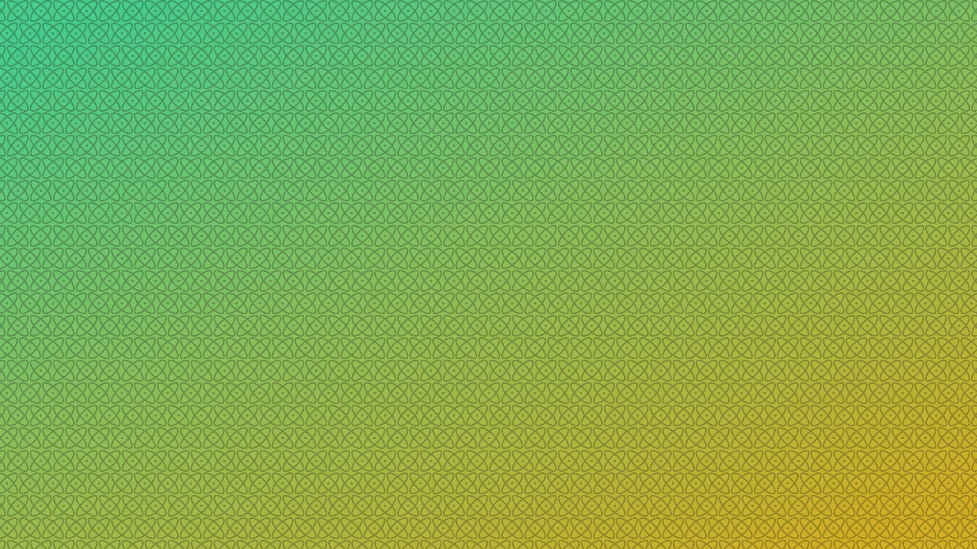 Green to yellow gradient background with a repeated pattern of dark abstract floral shapes.