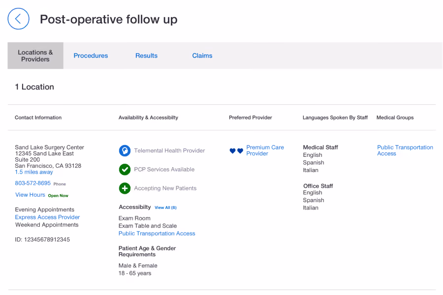 Provider information within Individual Health Record