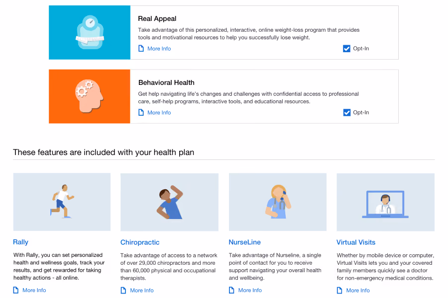 Voluntary benefits election screen for supplemental programs