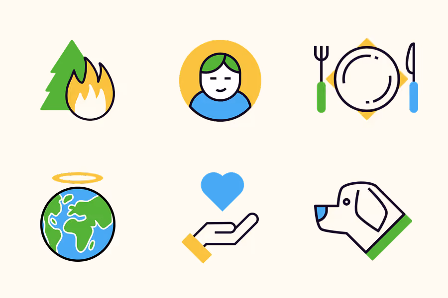Network for good icons across 6 causes