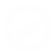 White checkmark inside a circle on a black background.