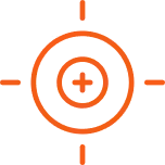 Orange target symbol with concentric circles and crosshair lines on a transparent background.