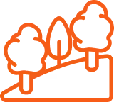 Orange line chart icon with three upward-pointing arrows on a step graph background.