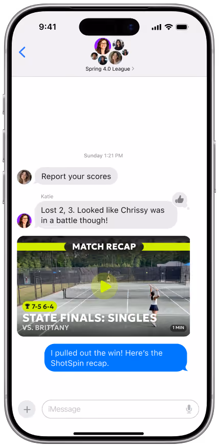Match recap screen in ShotSpin AI