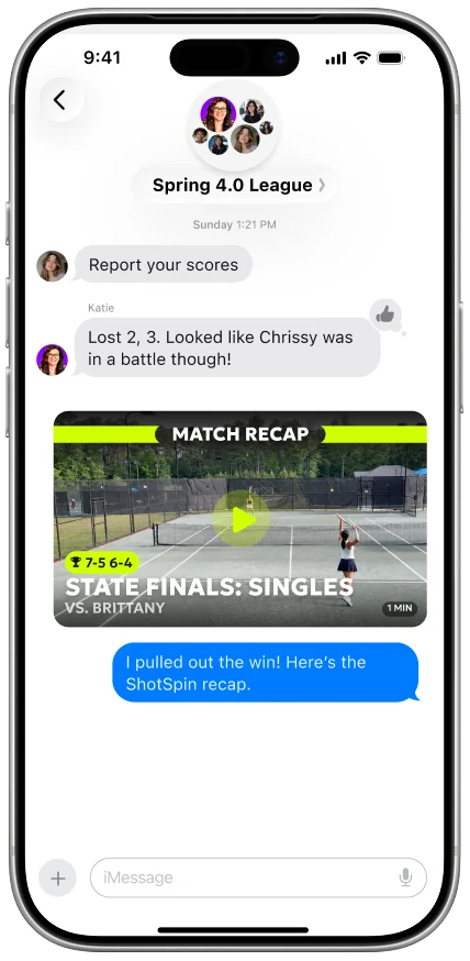Match recap screen in ShotSpin AI