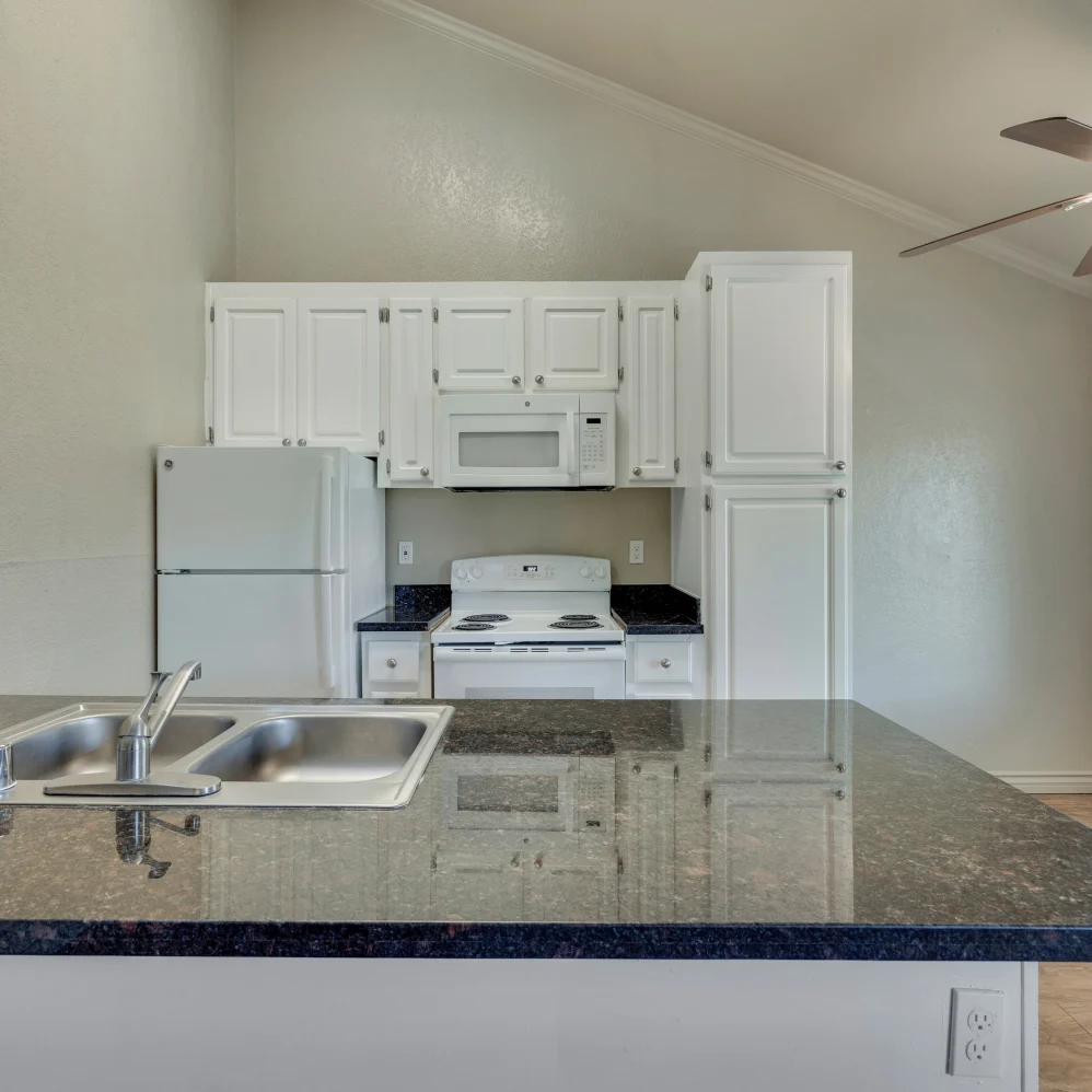 Kitchen with white cabinets 
