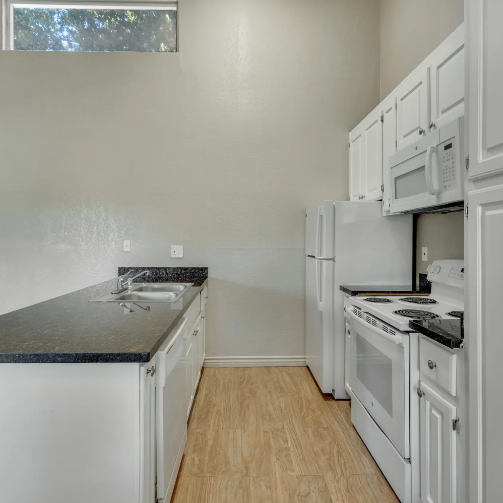 Kitchen with white cabinets