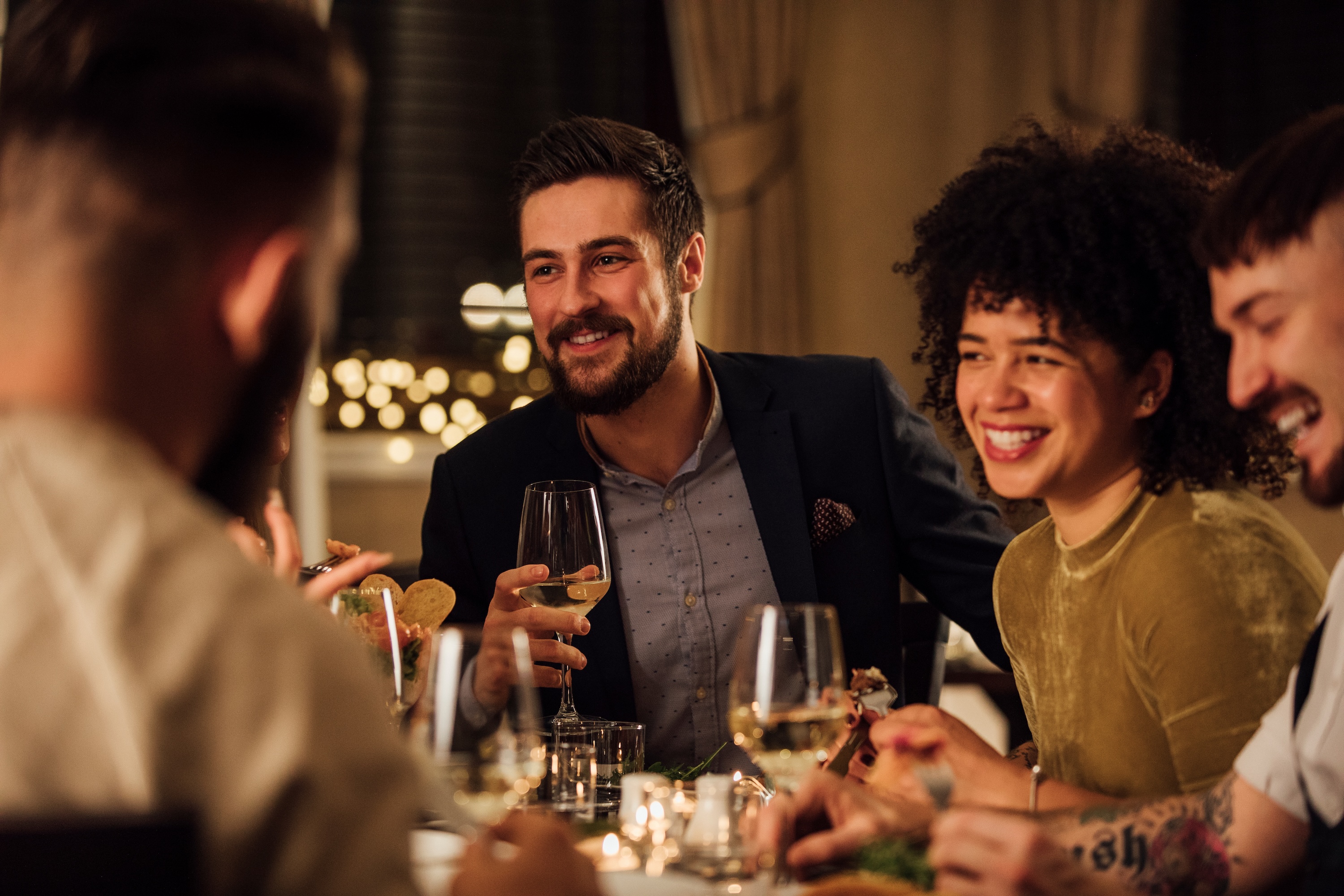 people eating together stock image