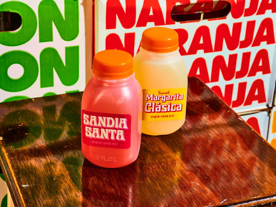 Four-pack of 8oz cocktail bottles to go, Margarita Clásica and Rubio