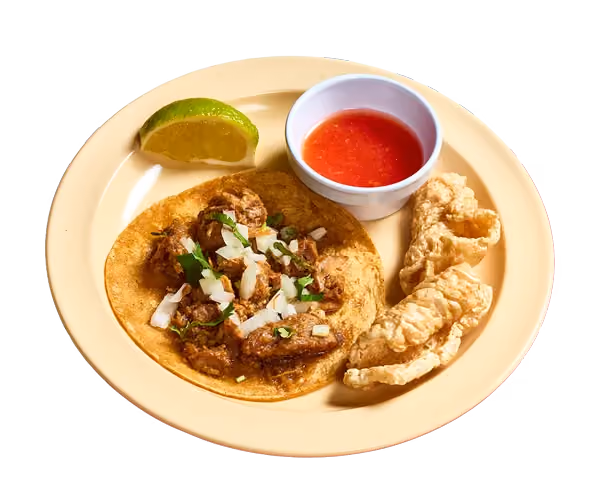Plate of shredded meat topped with lime and salsa, served with tortillas